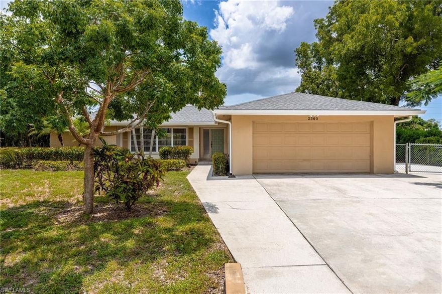 Location, Convenience, and Comfort! Say hello to 2360 Ephraim Ave – a 3 bedroom, 2 bath home perfectly positioned in the vibrant heart of Fort Myers. Tucked away in a quiet neighborhood yet just minutes from I-75, this location offers unbeatable convenience with quick access to shopping, dining, schools, hospitals, and parks. Whether you're heading to Gulf Coast Town Center, Bell Tower Shops, or taking a short drive to the beaches, you’ll love how close you are to it all. Step inside to discover fresh updates throughout, including luxury vinyl flooring and new interior paint in 2024, creating a clean, modern feel. Major upgrades already taken care of - new roof in 2022, hot water heater in 2020, irrigation well replaced in 2017, brand new washer and dryer in 2024, and a new A/C system installed in 2025! Outside, you’ll find a spacious fenced backyard, perfect for kids and pets to play freely or for relaxing evenings under the stars. Need room for your toys? There’s ample gated space for boat or RV parking - a rare find! Don’t miss this opportunity to own this property with updates, space, and location all wrapped into one.
