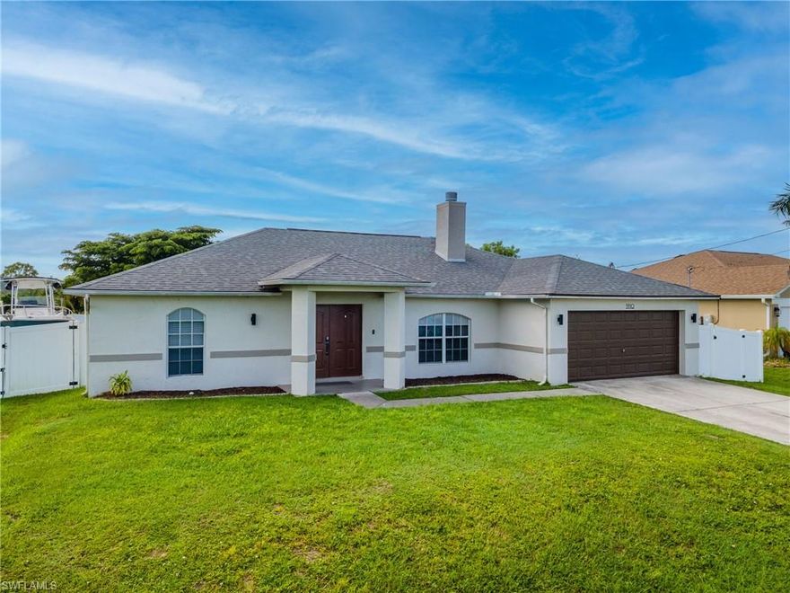 Welcome to 1910 NW 14th Ter, a beautiful pool home tucked away in a peaceful part of NW Cape Coral. This 3-bedroom, 2-bathroom home with an enclosed den offers both comfort and style, with thoughtful updates throughout. Step inside and you’ll notice custom built-in cabinets and a stylish accent wall that adds personality to the living space. The enclosed den includes access to a bathroom, making it perfect as a home office, playroom, or guest room. The home features an open floor plan that makes it easy to move between the kitchen, dining, and living areas, ideal for both everyday living and entertaining. A newer roof, just four years old, adds long-term value and peace of mind. Step outside to your own private oasis—a screened-in lanai with a heated pool that’s perfect for year-round swimming and relaxing. The fenced backyard offers space for pets, play, or simply enjoying the Florida sunshine. The 2-car garage provides room for parking and storage. Nestled in the quiet NW Cape, you're still close to shopping, dining, and all the fun that Cape Coral has to offer. This home is move-in ready and full of charm, offering a perfect mix of updates, comfort, and location. Come see it and fall in love with everything it has to offer.