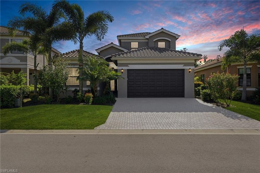 Located in the gated, resort-style community of Marina Bay, this beautiful 4-bedroom + spacious bonus room, 4-bath pool home offers the perfect blend of comfort and modern style. The open layout features a bright great room and a gourmet kitchen with quartz countertops, soft-close cabinets, premium Jenn-Air appliances, and a large island perfect for gatherings.

The first floor includes the primary suite with lake views, tray ceilings, a walk-in closet, and a spa-style bath with dual sinks, a soaking tub, frameless shower enclosure, and upgraded tile finishes. Three additional rooms and two full baths provide plenty of flexibility—one room can easily serve as a bedroom, den, or office. Upstairs, the bonus room with its own full bath is perfect for guests or a media room.

Enjoy panoramic lake views from your screened lanai and heated saltwater pool, ideal for relaxing or entertaining.

Highlights: hardwood floors, impact windows and doors, Storm Smart electronic lanai shades, whole-home water softener system, and a freshly painted exterior.

Marina Bay offers two pools, a fitness center, tennis and pickleball courts, basketball, playgrounds, and a beautiful clubhouse. Close to shopping, dining, RSW Airport, and SWFL beaches.