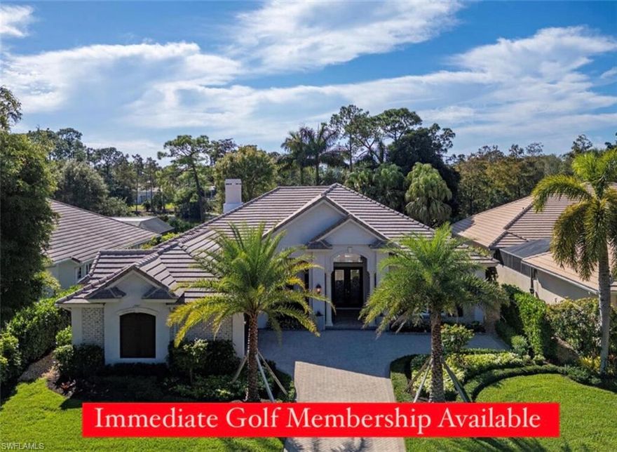 IMMEDIATE GOLF MEMBERSHIP - no need to wait 4 years! Situated on the 14th Fairway of the Pine Course, this beautiful single-story residence has 3 bedrooms all en-suite, den and oversized 2 car garage.  The open floor plan with large kitchen and family room joins the large, covered lanai and screened pool and spa for entertaining. High end appliances, include Bosch, Subzero, and Thermador. Grey Oaks has a 30,000 sq.ft. Health facility, resort style pool, tennis, pickle ball, restaurants, spa, and more. 3 spectacular Golf Courses.  Live the Grey Oaks. Lifestyle today.