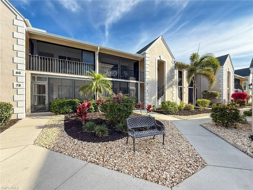 MOTIVATED SELLER!! SECOND FLOOR VERANDA with fantastic golf and water views of the 9th fairway and pond, as well as first tee and covered bridge! Enjoy the gorgeous scenery from the lanai, living room and master suite. Private guest quarters with bath enhance the experience of your visitors. A large den with pocket doors and a closet offers an optional third bedroom when needed. Impact resistant sliders have been installed on both front and back lanais. With sliding doors and frame removed from the living room, the outdoors are seamlessly added to this beautiful living area, enhancing traffic flow throughout...great for ease of living and for entertaining! Kelly Greens is a bundled golf community offering a meticulously maintained Gordon Lewis designed golf course, tennis and pickleball, indoor and outdoor dining, and many opportunities for socialization. The clubhouse and all satellite buildings have been recently renovated. With a location minutes from Fort Myers Beach, Bunche Beach and Sanibel, and yet just a short drive to SWF airport, Kelly Greens is a fabulous choice for a full time home, part time vacation home or an investment opportunity! SELLER FINANCING AVAILABLE!!!