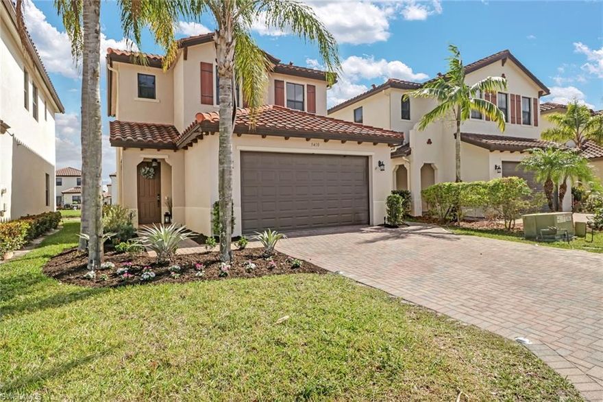 Welcome home to your beautiful single family residence located in Ave Maria, named 2015-2021 Community of the Year and a Top 25 Master Planned Community in the United States. This lake view home features three bedrooms and two and one half bathrooms in its more than 1800 square feet with plenty of space for your friends and family to enjoy. All three bedrooms, plus a laundry room, are located upstairs, while the living room, dining room, kitchen, and powder bathroom make up the first floor. To utilize every bit of space to your benefit, the builder chose to create a pantry/storage space beneath the stairs and included a spacious two car garage to fit your vehicle and some extra storage. You'll find peace on your brick deck with a fire pit overlooking the serene lake behind the home, and your children, grandchildren, or pets will enjoy their own private turf area located just beside it. Coquina at Maple Ridge has everything you need, including A clubhouse, pool, lakes and natural preserves, walking trails, bike paths, dog parks, and so much more. Come explore your future home in Ave Maria, FL.