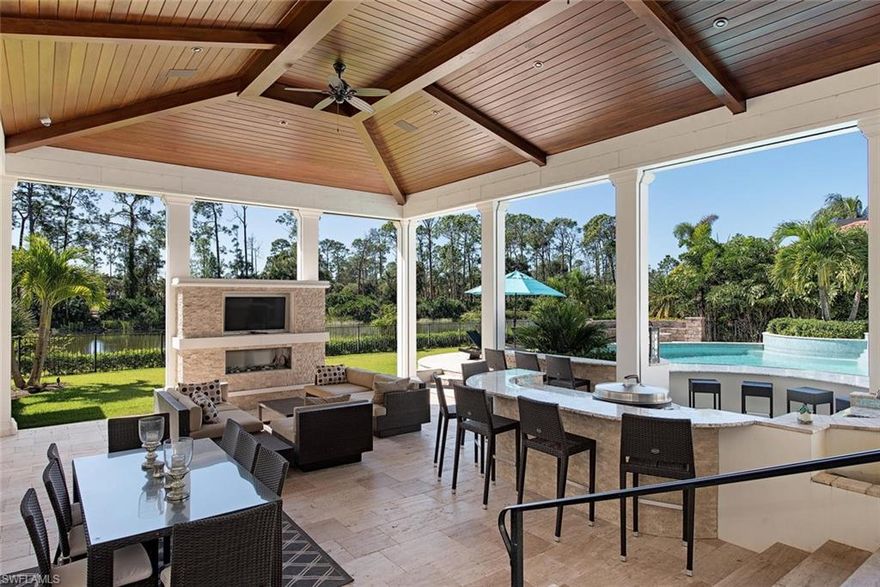 A rare opportunity to purchase a near new Modern Coastal interior design estate in the award winning 36 hole Mediterra golf and beach club. Designed by architect Design Standard and constructed by BCB Homes. A car collectors dream home featuring room for 12+ cars. This property is ideally situated at the end of the street featuring light and bright Southern rear exposure looking onto lake and golf course views. A spacious one level floorplan offering 5 bedrooms, office, state of the art movie theater, 500 bottle wine closet, generator, 2 laundry rooms, large covered lanai. An elaborate pool design fun for all ages featuring imported blue glass Sicis tile from Italy with swim up bar and shallow area sun deck area.  A full list of features are available upon request. Multiple levels of membership are available. 12 million dollar clubhouse renovation was completed November 2019. Buyer to assume CDD.