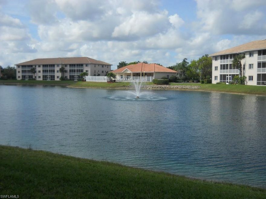 Truly Stunning 3 bedroom, 2 bath, first floor end unit condo. Beautiful high end solid wood cabinetry, Granite counters, top of the line Stainless appliances, Gorgeous lighting, Tile on the diagonal, Brazilian Cherry solid wood floors in all bedrooms, Beautiful window coverings, High end Furniture and Furnishings, and a Fabulous View from the lanai of the Lake and fountain. The AC was replaced in 2017. There is a covered carport and plenty of additional parking for guests. This community has a wonderful Community Pool, Fitness center and Clubhouse. Very Low fees of $900 quarterly including water and basic cable. Great central location, close to Shopping, restaurants, Downtown and the Beaches. All the comforts to make your New Home enjoyable from the moment you enter.