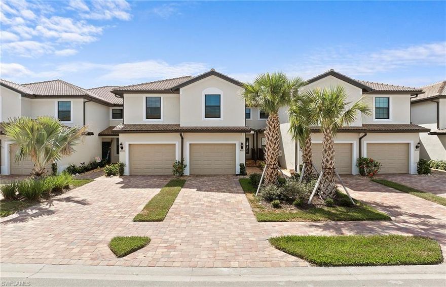 Now available in the sought-after Del Webb Naples community, the Cormorant floorplan is a spacious carriage home featuring 3 bedrooms and 2.5 bathrooms. This well-designed home offers an open-concept layout with upgraded white cabinetry and quartz countertops, creating a bright and modern kitchen space perfect for entertaining or everyday living. With generous living areas and a low-maintenance lifestyle, this home is ideal for those looking to enjoy comfort and convenience within a vibrant 55+ community. Del Webb Naples redefines resort-style living with over 30,000 sq. ft. of amenity space across two stunning clubhouses—The Oasis Club and Grand Hall. Residents enjoy a wide variety of activities and wellness-focused amenities, including an 8,000 sq. ft. resort-style pool with beach entry, a lap pool, state-of-the-art fitness center, movement studio, and indoor activity rooms for arts & crafts, games, and social gatherings. Outdoor offerings include 12 lighted pickleball courts, tennis courts, bocce ball courts, a fire pit lounge, jetted hot tub, and a community garden. Optional membership to the 18-hole Panther Run Golf Course and access to The Rusty Putter Bar & Grille add even more layers to the active lifestyle available. From bridge and book clubs to dancing, movie nights, cooking classes, and more, Del Webb Naples is a place where neighbors become friends and every day feels like a vacation.