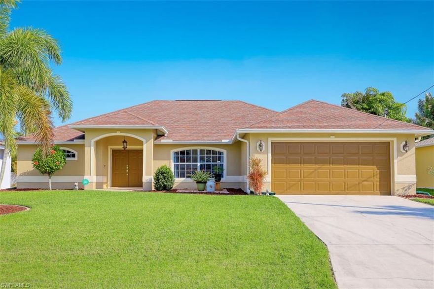 Charming 4 bedroom 2 bath 2 car garage Pool home located in SW Cape Coral. This home has a great floor plan with plenty of room for your family. The bedrooms are spacious along with ample closet and storage space. Relax outside and enjoy your gorgeous paver lanai deck and pool. 
Features include bamboo flooring in all the bedrooms. Wood plank tile, upgraded fixtures, and real custom brick walls in both bathrooms. The kitchen has quartz counter tops, wood cabinets, and stainless steel appliances. The microwave, stove, and refrigerator have all been recently updated. This home has been beautifully maintained and is in a Great location!  Close to schools, shopping, and restaurants. Schedule your showing today!