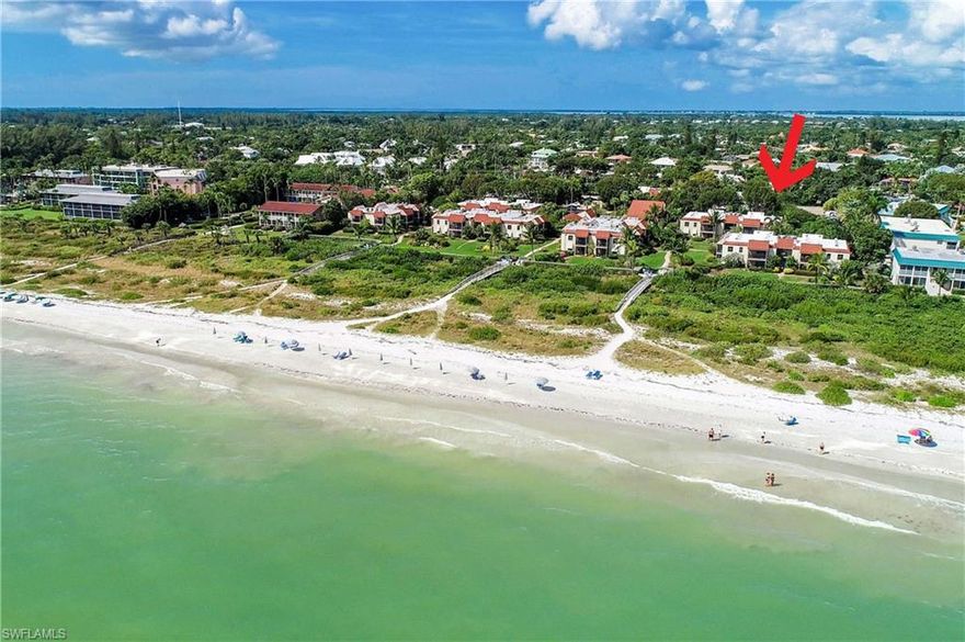 Perched along the Gulf of Mexico, this modern beach condo in Sanibel Moorings is just a short stroll to the sand! Step from your living room to the screened lanai, and follow the palm tree path through the complex and down to the beach. Stop at the pool along your way, or sit and admire the tropical gardens. An on-site office helps manage weekly rentals, which can produce significant rental income. With a complete renovation in 2016, the condo is in pristine condition, with new HVAC, appliances, hurricane glass and ceiling fans in every room. Fall in love with the coastal furnishings, eat-in kitchen, beautiful countertops, dazzling backsplash, and white cabinetry. The same clean, coastal feel continues into the two bedrooms and nicely finished bathrooms. Enjoy dinner out on the screened lanai, or hop on your bike and head to your favorite island restaurant. Sanibel Moorings has laundry facilities, two pools, tennis courts, botanical gardens, and canal across the street with boat docks.