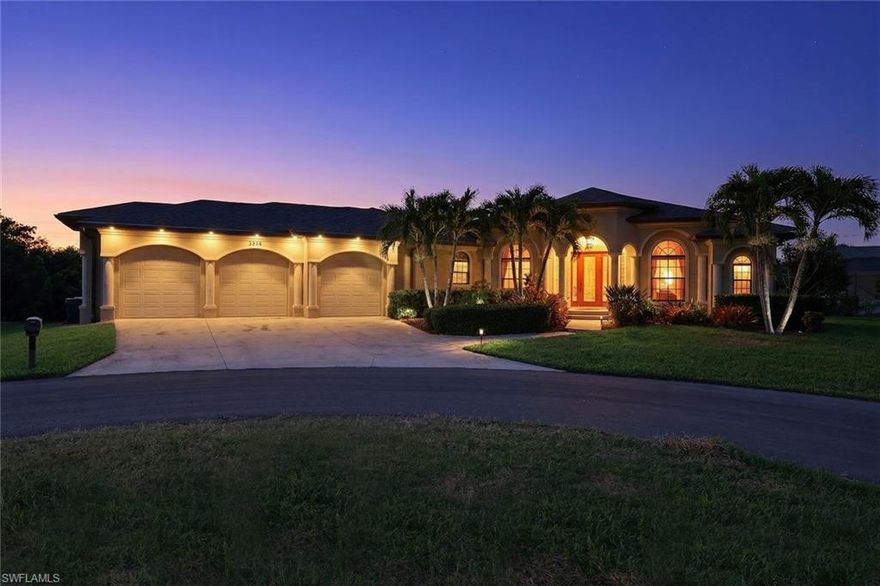 This expansive 2,902 sq. ft. residence offers the perfect blend of luxury, privacy, and functionality, making it an ideal choice whether you are seeking a permanent residence, a seasonal second home, or a high-end investment property. Situated on a quiet cul-de-sac just off Surfside Boulevard, the home ensures peace of mind with no through traffic while providing effortless access to the best shopping, dining, and recreation Cape Coral has to offer. The heart of the home is a sprawling great room designed for seamless entertaining, anchored by a spacious kitchen featuring 42" custom cabinets, elegant granite countertops, and a large breakfast bar for casual dining. The floor plan is rare and highly sought after, boasting 5 bedrooms and 3 bathrooms, including two dedicated primary suites. This versatile layout is perfect for multi-generational living, hosting long-term guests, or creating an expansive home office retreat. Beyond the main living areas, you’ll find a dedicated office for remote work and a massive laundry room that provides excellent additional storage. The exterior is equally impressive, featuring a 3-car garage with room for a workshop and an oversized, screened-in lanai and pool area that spans over 1,700 sq. ft., offering the ultimate Florida outdoor lifestyle. With its prime location and flexible living spaces, this home is a standout opportunity in Southwest Florida.