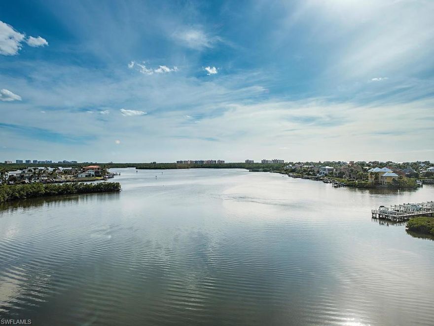 C.14321 - 26°19'48.36"N  81°49'59.64"W Chart your course!  A postcard view from sunrise to the sun dropping into the Gulf of Mexico at sunset! Nestled on an island this home offers magnificent wide panoramic views of Little Hickory and Fish Trap Bays. Situated so close to the water, you can hear the dolphins exhale as they surface.  Rarely available southern facing Penthouse with soaring ceilings, private entry and a coveted third bedroom. One of the largest homes currently on the market.  Completely renovated with a contemporary coastal theme and wrap around impact windows and sliders.   Enjoy boating, kayaking, canoeing, and paddle boarding right from your backyard. Direct Gulf access with no bridges.  Walking distance to two world class, Barefoot & Bonita Beaches.  Fleeting opportunity to own in this highly sought-after boating community at this price. Located West of US-41 in Collier County with A-Rated schools and forgiving taxing district. *SELLER FINANCING AVAILABLE!