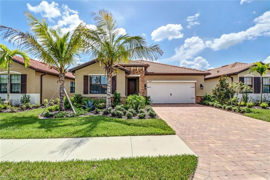 This 1 year young, popular "Clifton" model pool home built by D.R. Horton, is pristine and move in ready!  This home boasts 3 bedrooms and 2 full bathrooms. Large tile flooring throughout the entire home.  The master bedroom on suite is fit for a king including 2 large walk in closets!  The kitchen offers granite countertops, stainless steal appliances, walk in pantry and large lanai with enough room for several bar stools. Entertaining is a breeze as this open floor plan brings everyone together as the kitchen looks over the great room and the lanai. The pavered lanai features a gorgeous inground pool and a private back yard.

Tuscany Pointe offers lush landscaping throughout this gated community.  Centrally located in North Naples with easy access to Route 75 and just a few miles from the gorgeous beaches and outdoor living lifestyle Southwest Florida has to offer. Come see it today and own your own piece of paradise!