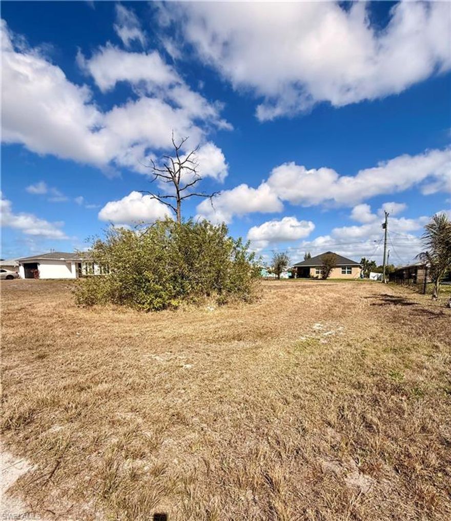 This spacious site is situated in a fast-growing area surrounded by new construction and offers excellent potential for a single family home.  Quiet residential location with convenient access to schools, shopping, dining, and main roads. No HOA. Great opportunity to build or add to an investment portfolio in one of Cape Coral expanding neighborhoods.
