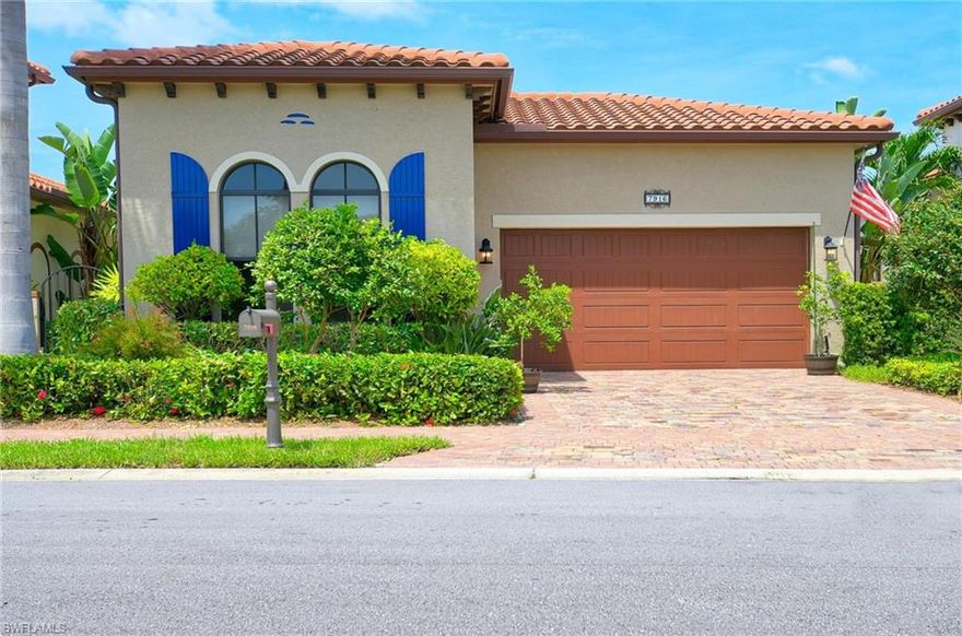 THIS SINGLE FAMILY HOME is located in the gated community of Cordoba at Lely Resort! The abundant outdoor living space, including an optional screened-in garage and a generous back yard space which offers a fully enclosed lanai and includes a heated, in-ground pool, an outdoor kitchen with a granite bar. Inside it will be effortless to entertain your family and friends in this single level family, open concept floor plan. The well-appointed kitchen features granite counters, stainless appliances, including a gas range, refrigerator, dishwasher, convection microwave & breakfast bar. The master bedroom offers sliders that lead out to the lanai, volume ceilings, and a full bath en-suite. The 2nd bedroom is perfectly placed on the opposite side of the home, adjacent to a full bath and privacy pocket door so that everyone has their own space to retreat. The den is accessed through charming French doors, and if you need an in-home office, this would be the ideal space. Walking distance to award-winning Players Club, 3 championship golf courses, and Sam Snead’s Oak Grill & Tavern. Your resort lifestyle awaits! See 3D Matterport tour & another link.