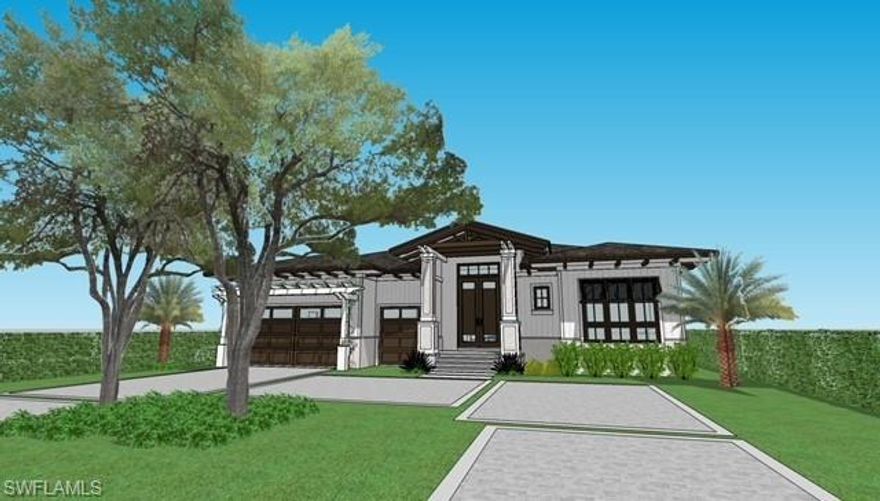 Boater's paradise! Under construction in Golden Shores, the entry to the Royal Harbor waterfront community, your home awaits. This property provides the total Florida experience combining an open indoor/outdoor floorplan that creates a perfect balance of elegant and casual lifestyle opportunities. Emphasis on interior specifications provide a coastal contemporary design with organic textures that are signature to this South Florida lifestyle. This property is just minutes away from Naples' finest restaurants and beaches. This home has a completion date of 8/2021. Opportunity to modify and select interior specifications will be available through 3/2021. A few of the Deluxe features include: 2 car garage plus 3rd golf cart garage; new seawall; new dock with electric & water; electric storm shutters; electric lanai screen; outdoor lanai fireplace; security, rolldown shade and alarm prewire; summer kitchen gas grill; fire feature & water feature swimming pool; Legno Bastone European wide plank oak flooring; Thermador appliances; quartz countertops; post & beam cypress front entry with tongue & groove ceiling detail; Anderson and Windor impact windows and doors; See the virtual tour.