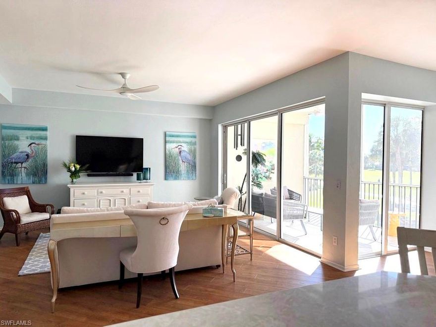 Fabulous Location! Beautifully furnished second-floor coach home in the prestigious, gated Pelican
Marsh community of North Naples, available beginning April 1st ,2026. This elegant 3-bedroom, 2-bath
condominium features an open, light-filled layout designed for comfort and relaxation. The newly
renovated kitchen flows seamlessly into the living and dining areas, creating an inviting space for
everyday living and entertaining. The spacious primary suite offers a renovated on-suite bath and
walk-in closet , while two guest bedrooms share a fully renovated bath, providing privacy and
comfort for family or guests. Enjoy peaceful golf and pond views from the screened lanai
overlooking the 9th hole of the private Pelican Marsh Golf Club—perfect for morning coffee or
evening unwinding. Residents enjoy access to an exceptional community center with recently
updated fitness facilities, tennis and pickleball courts, bocce, dining, and scenic walking and biking
paths. Ideally located minutes from Vanderbilt Beach, Mercato, Waterside Shops, Artis–Naples, and
world-class dining. Minimum 1-month lease. 11% sales/tourist tax applies to leases under 6 months.
Owner pays up to $150 in utilities. Additional amenity and registration fees may apply. Background
check required. No smoking or vaping permitted. April 1 2026-May 30,2026 $7500/Off season(summer) $4000.00/Annual lease available. Tenant in place until March 31st 2026(Jan- March 2027 available/90 day minimum ( Yearly rental available starting April 1,2026)