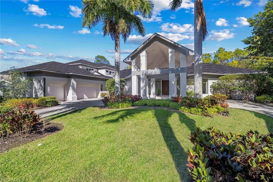 GREY OAKS FULL GOLF MEMBERSHIP AVAILABLE with the purchase of this home plus a NEW Saxony Slate Black tile roof with oversized 8" gutters have just been installed. This transitional 3 bedroom/loft (which could be enclosed to make 4th suite) estate home in the heart of Grey Oaks resides on a private homesite with long range views of the 5th hole of the pine course. The soaring ceilings, large windows and numerous sliders epitomize the desirable Naples indoor/outdoor living and allows an abundance of natural light to fill the home. The new beam-and-column hi-impact screen enclosure encompasses the large pool with cascading waterfall, spacious pool deck, zen gardens and summer kitchen with gas grill. Additional features include an approximately 850 bottle climate-controlled wine cellar, study with built-in desk and bookcase, a second floor hidden air-conditioned storage room, air-conditioned attached 3-car garage with studio lighting, built-in cabinetry with utility sink, epoxy floors, new tankless water heater and new whole home gas-powered generator.  A world of luxury awaits in the exclusive Grey Oaks Country Club community just minutes from world-class dining, shopping & beaches.