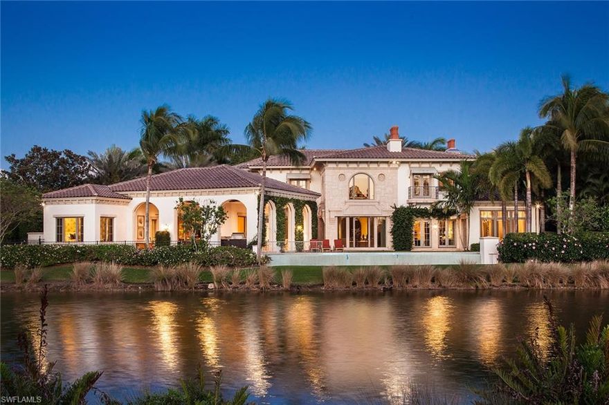 This custom-built, exquisite golf estate resides on one of the most premium homesites in all of Grey Oaks and overlooks incredible western lake and golf course views. Hand crafted in 2002 by BCB Homes, this masterpiece encompasses 8,143 square feet of elegant living and has five en-suite bedrooms, two half baths plus a spacious second-story lounge and an Alder wood-paneled study. The detailed craftsmanship is evident throughout including artisan Venetian plaster walls, custom crown molding and extensive exotic onyx, granite and marble countertops.  The outdoor living area overlooks the gorgeous private lake and golf views and features an infinity edge saline pool, outdoor kitchen with bar, cypress wood ceiling and automated roll-down screens and shutters. Located just minutes from world-class dining, shopping and beaches of Old Naples, the award-winning Grey Oaks Country Club has recently completed a multimillion-dollar renovation, including an incredible new lagoon beach-entry pool, fire pits, indoor and outdoor restaurant and bar, tennis center, golf facility and a future 30,000-square-foot health and wellness center.