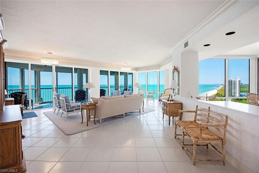 C5330 - Located on the eleventh floor north corner of Le Parc, this special beach residence has a sweeping and unobstructed Gulf view to Sanibel Island from the 9ft floor to ceiling windows yielding sun filled days and magnificent sunsets by night.  The terraces are glassed with sliders to provide all weather enjoyment. The primary wing and guest wing are separated for privacy and all 3 ensuite bedrooms and den face the beach making this lovely condo perfect for entertaining family and friends. Le Parc offers many luxury amenities including a gated entrance with 24 hour security, an on site manager,  beautiful 2 story lobby, modern workout facility, Har-Tru tennis court, beachfront heated pool and spa and guest rooms.  Located close to Venetian Village with boat slips for lease or sale at the Venetian Bay Yacht Club upon availability.