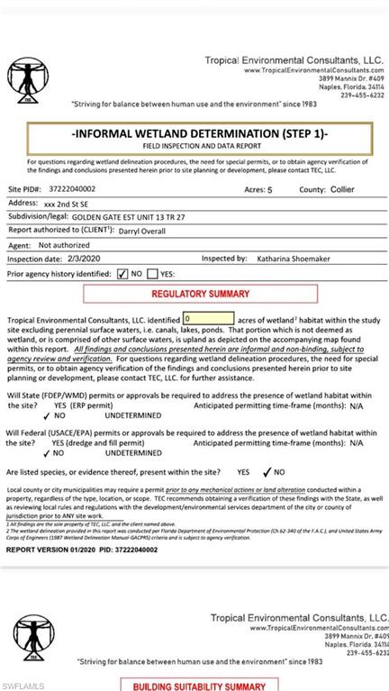 GOLDEN GATE ESTATES - Land