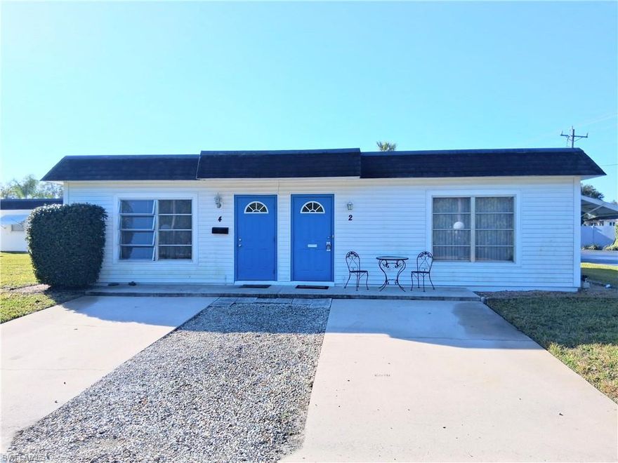 Welcome to this meticulously maintained end-unit residence, perfectly situated with no front or rear neighbors—providing tranquility, seclusion, and a prime location within the community. Just a few minutes from SR-82, I-75, and Fort Myers, you will appreciate the swift access to shopping, dining, and entertainment options. This home is in pristine condition and truly ready for immediate occupancy. Upon entering, you will discover high ceilings and a wealth of natural light streaming through the spacious living room, making it ideal for hosting gatherings. The expansive kitchen boasts ample cabinetry, generous counter space, and nearly new appliances, perfect for daily living and entertaining. You will find two roomy bedrooms, a guest bathroom equipped with a tub and tiled wall, and a primary suite featuring a walk-in shower with tiles extending to the ceiling. A high-efficiency central air conditioning system (2022) is also included. The exterior showcases a vinyl siding finish, offering excellent thermal insulation and an attractive appearance. Do not miss the opportunity to view this outstanding home in a sought-after location—arrange your private showing today. You will not be disappointed!