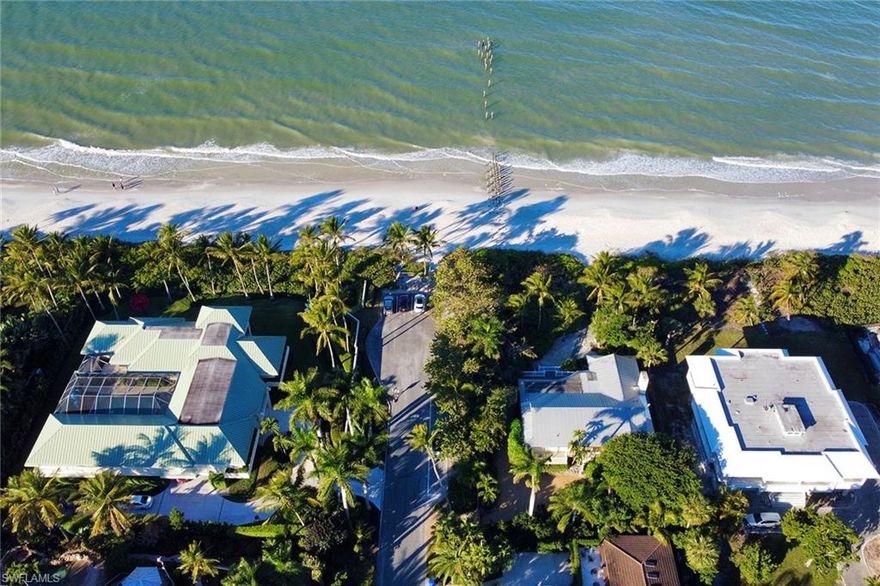 Rare opportunity to own one of the few remaining true beachfront cottages in one of Naples’ most desirable locations. This spacious, quaint cottage sits directly on the beach and offers 2,400 square feet of living, including 4 bedrooms, 4 bathrooms, a vaulted ceiling character family room, a two-car garage and a whole house generator. 1 3rd Ave South is a prized location, close to 5th Avenue South restaurants and shops but just far enough away, making the area and beach quiet with a private feel. With 100 feet of beach frontage and 174 feet deep, this is a perfect cottage for enjoying the casual, laid-back beach lifestyle of the Gulf of Mexico or an opportunity to build your beachfront dream home.