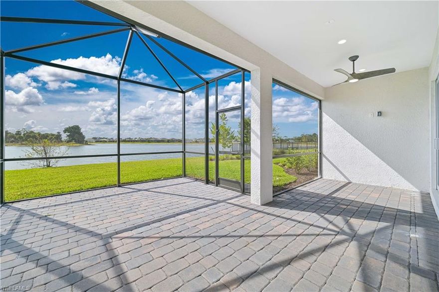 Welcome to this brand new 2025, move-in-ready 3-bedroom + den, 2-bath home located in the highly sought-after Del Webb Oak Creek 55+ community. This stunning residence is offered with all brand new, high-end furniture, custom lighting, ceiling fans, and recessed lighting throughout—every detail thoughtfully curated.  The open floor plan showcases 8-foot doors, crown molding, tray ceilings, and expansive living spaces designed for both comfort and style. A zero-entry pocket sliding door leads to an extended lanai overlooking the largest lake in the community, creating seamless indoor-outdoor living. An additional sliding glass door in the dining area further enhances natural light and views.  The gourmet kitchen features high-end KitchenAid appliances, a gas cooktop, quartz countertops extended up the backsplash, and 42-inch white cabinetry throughout, including an upgraded laundry room package with cabinets and sink and upgraded Washer and Dryer. Plantation shutters and custom blinds add elegance and privacy, while a reverse osmosis water treatment system, smart home features, and upgraded HVAC system provide modern efficiency and peace of mind.
The spacious primary suite offers a tranquil retreat with a large walk-in shower and an enormous walk-in closet. Secondary bedrooms and a versatile den provide flexibility for guests, office space, or hobbies.  Residents of Del Webb Oak Creek enjoy resort-style amenities, including a pool, fitness center, pickleball, tennis and bocce courts, the Oak House restaurant, and a spectacular 17,000-square-foot amenities center—all within a vibrant, active community.  This exceptional home combines luxury finishes, lakefront living, and an unmatched lifestyle. A rare opportunity not to be missed.