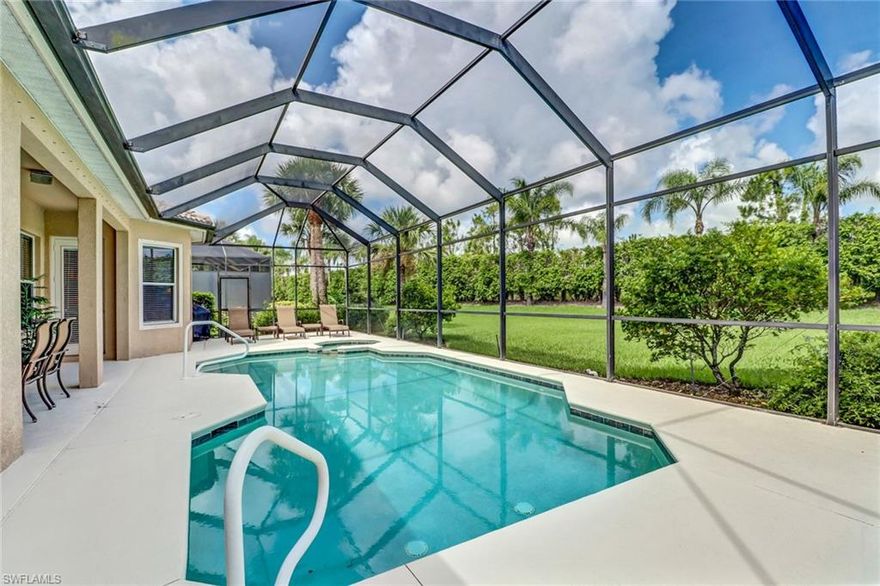 HUGE price adjustment. Bring your Buyers to this Motivated Seller! Located a short distance from beautiful Downtown Naples and pristine beaches in both Naples and Marco Island, this home is situated in the gated community of Mustang Island in beautiful Lely Resort. This beautiful 3 bedroom + den, 3.5 bath Tilbury floor plan has it all! Great square footage coupled with beautiful green space and a large lanai featuring a pool and spa with Western exposure for those gorgeous Florida sunsets! The master bedroom offers enough space for a King bedroom set and a sitting area, with over-sized closets and a large master bath featuring a soaking tub and separate walk-in shower. Large Kitchen with walk-in pantry. Home Office & spacious guest bedrooms. Large owner's closet in garage. Enjoy the world class amenities at the Players Club and Spa. Features include great restaurants, poolside Tiki bar, spa services, a 6,000 sq. ft. fitness center, 13 Har Tru tennis courts, pickle-ball, bocci courts, basketball, waterfall pools, billiards, computer center, movie room, reciprocal off-season golf privileges and so much more! BRAND NEW 4-TON HVAC INSTALLED 7/25/2018!!