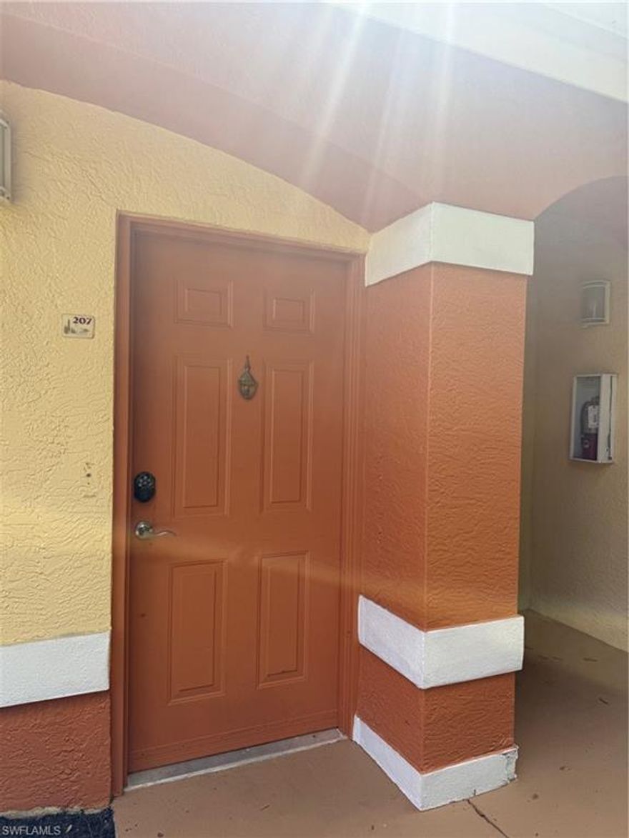 Welcome to this spacious 3 bedroom, 2 bath 2nd floor condo in the sought after gated community of Tuscany Gardens. This unit comes with a garage!! It is a clean condo and makes for a perfect option for a seasonal retreat, full-time residence, or investment property. This open-concept living and dining area features sliding doors to a private screened in Lanai, creating a bright and comfortable space to relax and entertain.The kitchen is neat and functional with plenty of cabinet and counter space. Tuscany Gardens is a beautifully maintained, community with resort-style amenities including a heated pool and spa, clubhouse, fitness center, and tennis courts, all in a central Fort Myers location close to shopping, dining, baseball parks, and beaches. This is a great opportunity to own a clean, well kept condo you can enjoy immediately! The split-bedroom floor plan offers a generous primary suite with walk in closets and ensuite bath, plus two guest bedrooms and a full guest bath for family or visitors. A full-size inside laundry adds convenience, and the second-floor location means no one above you.