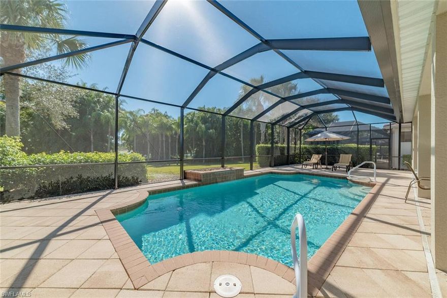 This stunning home has been meticulously maintained and is in pristine condition for your consideration.  The Victoria model offers three bedrooms, den/office, great room, two and a half bathrooms and a deep, spacious two car garage. Notice the floor to ceiling stonework in the great room and see through fireplace. Plantation shutters adorn the windows in several rooms. The master bedroom retreat has an 11' ceiling, sliders to the lanai, two walk in closets and a luxurious bathroom. The tropically landscaped lot is over sized and uniquely shaped. It is peaceful, sprawling and private. Relax with style on your lanai with pool.  The owners have upgraded the home so extensively that a list of improvements is available in the Supplements section.
Enjoy the highly renowned Players Club and Spa which offers a considerable social calendar of events, a fitness center, spa to pamper yourself, Har-Tru tennis courts, popular pickleball courts and swimming pool with waterfall.
Lely Resort is situated between the restaurants and shopping of downtown Naples and the crescent beach of Marco Island.