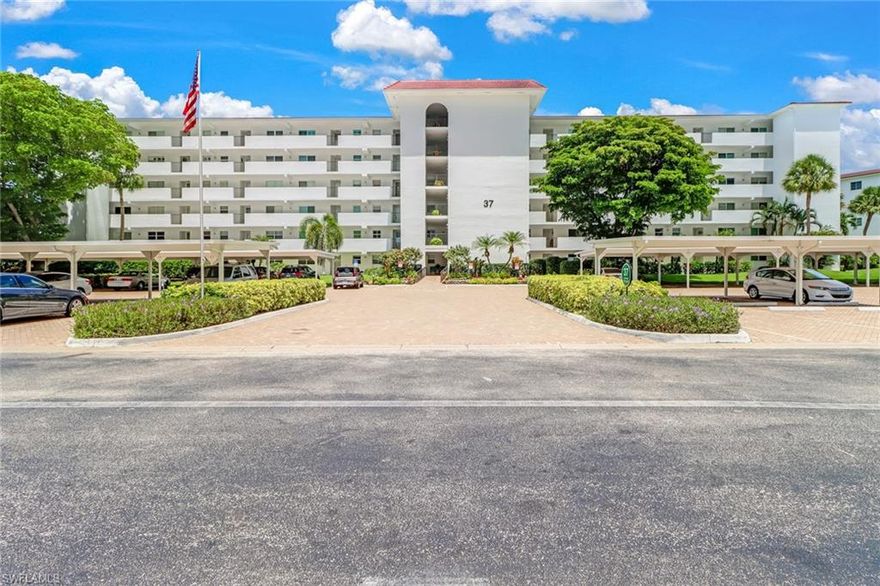 Enjoy golf daily. Well maintained condo with terrific views of High Point Country Club. Two bedrooms, two bath,  laundry in condo and covered parking space with guest parking. The affordable dues include daily golf, tennis, pickleball, 6 pools, fitness, social and wi/fi and cable.  High Point Country Club is located 1.5 miles to the beach, 2.5 miles to downtown, perfect location. High Point Country Club is a social and active community.