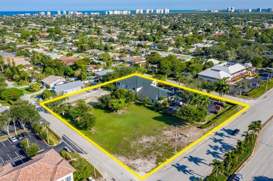 Freestanding Retail Building with 3000+ sq foot of residence on second story & Contiguous Vacant/Unimproved C-3 Zoned Lot. 270' Fronting Tamiami Trail in prime North Naples location. AADT 53,500. VACANT LOT on 97th Ave can be split and sold for $3M.