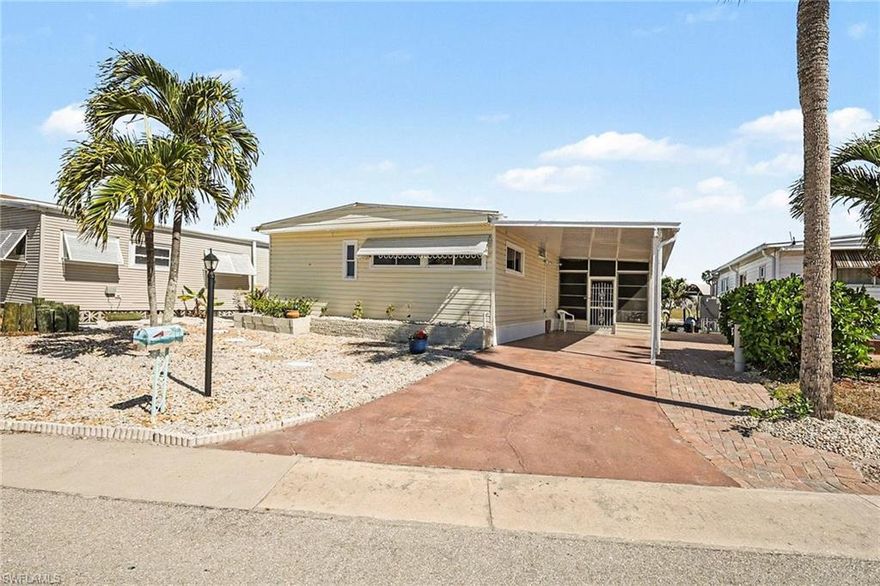 Located at 17721 Stevens Blvd, this waterfront property offers a premier opportunity to join the active 55+ community of Bayside Estates. Positioned on a canal with direct access to the Gulf of Mexico, this location is ideal for those who want to be on the water and minutes from the best of the local area. The interior features a functional layout highlighted by a kitchen outfitted with durable granite countertops. This home comes partially furnished, easing your transition into the Florida lifestyle. A standout feature is the large owner’s suite, which provides ample room for a full bedroom set and a private seating area, serving as a quiet retreat within the home.

The living area is extended by a large, finished lanai in the back. Included in the home's total square footage, this versatile, enclosed space functions as a sunroom or secondary living area, allowing you to enjoy the canal views year-round. Living in Bayside Estates means enjoying a low-maintenance lifestyle where the monthly fees cover essential services including lawn care, water, trash, and internet. Residents also have access to a wide array of amenities such as a community pool, pickleball, tennis, and a busy clubhouse social calendar.

The location is perfectly situated for beach lovers and explorers alike. You are located just 2.5 miles from the sugar-sand shores of Fort Myers Beach—a quick 5-minute drive or an easy bike ride away. Additionally, the property is just minutes from the Sanibel Causeway, providing fast access to world-class shelling and sunsets. Whether you are looking for a permanent residence or a seasonal escape, this property combines updated finishes with an unbeatable location.
