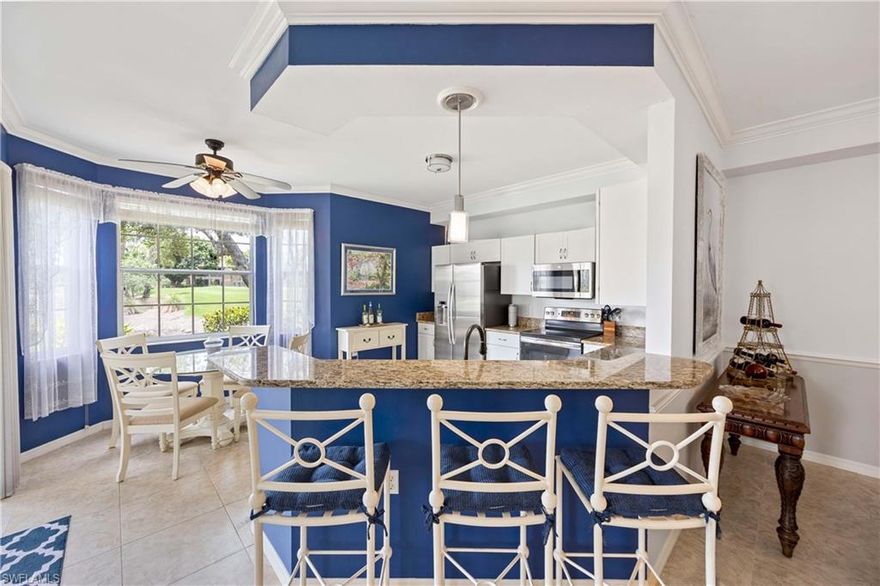 Rare opportunity! This is the only first-floor unit with this floor plan in Bishopwood Court — and it offers unbeatable privacy with no neighboring building to the left! 
Featuring 2 bedrooms + formal dining, 2 bathrooms, and a one-car garage, this light-filled condo overlooks lush pond views and golf course views. Enjoy an open-concept layout, granite kitchen countertops, a spacious primary suite, and a screened lanai perfect for relaxing. Zip around the community with ease in your own personal golf cart included with the sale.
Forest Glen is a bundled golf community with top-tier amenities including an 18-hole championship course, clubhouse dining, tennis, pickleball, and more — all just minutes from downtown Naples and the beaches!
Don’t miss this unique opportunity for peace, privacy, and luxury living.