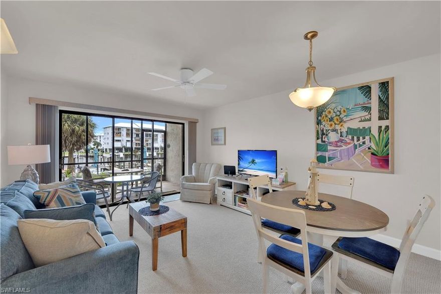 Welcome to Unit 218 at Estero Yacht & Racquet Club, a beautifully updated first-floor 1-bedroom, 1-bath condo offering direct waterfront views on one of Fort Myers Beach’s widest canals. This turnkey property has been thoughtfully renovated with a new water heater, fresh sheetrock, new carpet, updated appliances, new furniture, and a new walk-in shower. The screened lanai features new screens and provides a front-row seat to boats cruising by and frequent sightings of dolphins and manatees. Weekly rentals are allowed, making this an ideal investment opportunity for those seeking strong rental income. The community includes a canal-front pool, lush landscaping, and waterfront lounge areas, with boat slips and lifts available for separate purchase. Located on the desirable south end of Fort Myers Beach, just steps from Santini Marina Plaza’s shops and restaurants, CVS, and a short walk to the white sandy beach, this condo offers the perfect blend of location, lifestyle, and income potential. Fort Myers Beach continues to recover and rebuild stronger than ever after Hurricane Ian, making now a great time to invest in this vibrant coastal community.