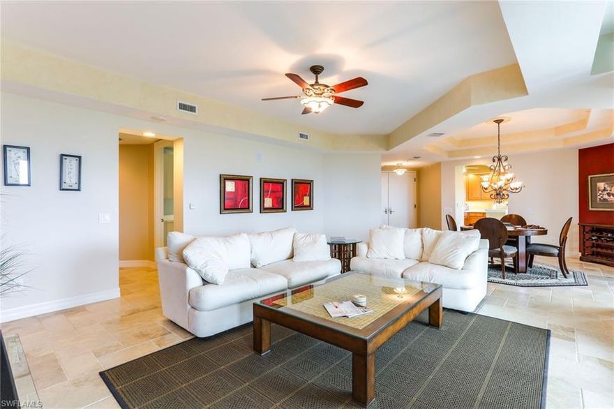 Luxury high-rise living in Naples! The Grande Dominica is an eighteen-story high-rise offering spacious condominium residences with spectacular westerly and north westerly views of the azure waters of the Gulf. You will love the open feel of the home and the almost wall-to-wall windows giving you a water view from most rooms. Featuring a living & family room design, a designer kitchen w/ cook top & wall oven, beautiful tile & wood flooring, volume & tray ceilings, a guest suite & one guest room in addition to a spacious master suite, formal dining room, breakfast nook, and a wide screened lanai. The Grande Dominica offers a fitness room, heated swimming pool with spa, expansive sun deck, & a grill area in addition to all of the resort style amenities of the Plantation Club. Enjoy the white sandy beach at the Floridian Club. The membership is included.