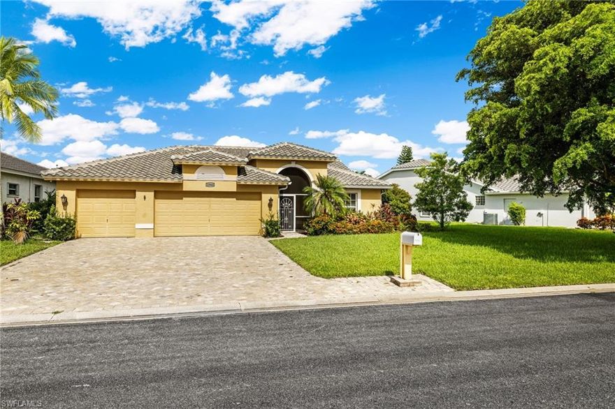 Paradise is waiting!  3 bedroom / 2 Full Bath, spacious home in South Fort Myers  Immaculate home in the beautifully manicured community of Cross Creek Estates, offering low HOA fees and many great amenities. Tile Roof (2017) and Brand-New AC (July 2022).  Entire inside of home was painted in 2021.  New Paver Driveway and Entryway in 2021.  Plantation shutters throughout, along with hurricane shutters and electric storm shutters for the lanai.  Well for the irrigation is shared with one neighbor. Pump recently replaced. 3-car garage adds plenty of storage space.  Beautiful lake view from your oversized lanai where you can enjoy quiet nights around your firepit. Schedule your private showing and make this beautiful house your forever home.  Convenient to shopping, restaurants and parks.