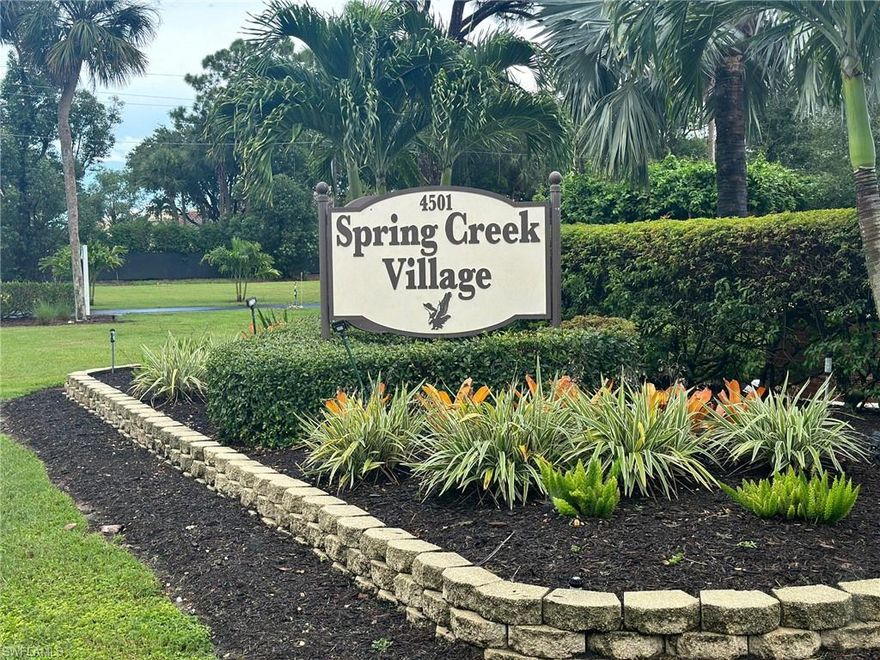 Welcome to Spring Creek Village, This lot is direct access to gulf of Mexico and Estero Bay. The location is great close to the Hyatt Hotel and Coconut Point Mall. The community has many amenities including clubhouse, multi-use courts, swimming pool, boat storage, Bocce ball and more. You can have a manufactured home or build up on concrete block.