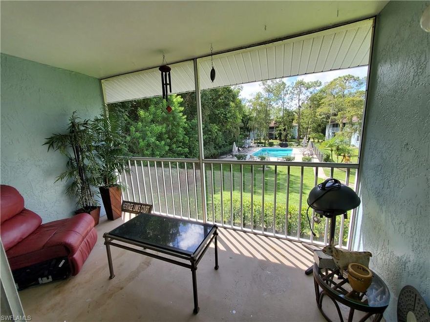 Great opportunity to buy in this quiet and peaceful, tucked away community of Naples Parkwood Club. This 2-bedroom, 2 baths, 2nd-floor condo has so much to offer with a vaulted ceiling and great views of the landscaped pool area. This unit is ready for your personal touches. The split bedroom floorplan offers privacy for you and your guest and offers extra storage in the laundry/utility room. Enjoy the peaceful surroundings in this intimate community of 24 units while taking in the nature and beauty of the park-like surroundings.  Both the price point and the condo fees make it perfect for an investment opportunity, the year-round resident or a cost effective seasonal getaway. Naples Parkwood Club offers a quiet pool, tennis, & pickleball court. This community is just minutes away to shopping, beaches, and downtown Naples. Come make great memories to share with friends and family!
