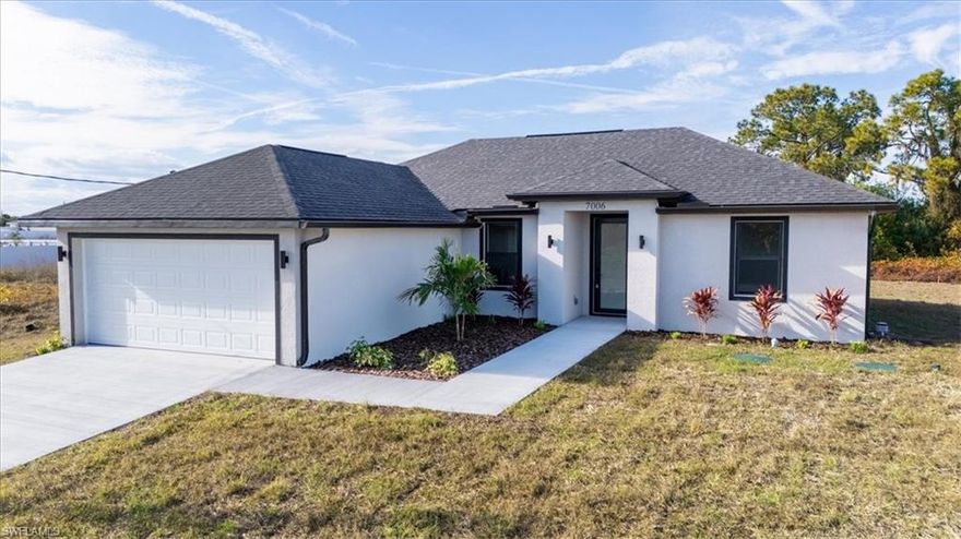 Discover the comfort and convenience of this newly built home located in LaBelle, Florida. Designed with efficiency and everyday comfort in mind, the layout offers a balanced blend of functional living space and upgraded finishes that enhance both style and durability. Interior features include 9-foot ceilings, luxury vinyl flooring throughout, quartz countertops, and custom kitchen cabinetry with deep pull-out drawers for added storage and convenience. A modern front door adds to the home’s curb appeal, while the overall finish package delivers strong value at a competitive price point—ideal for buyers seeking quality without compromise. The interior living area is bright and inviting, flowing naturally into the kitchen and dining space to support daily routines as well as casual gatherings. Bedrooms provide comfortable, private retreats, and the bathrooms feature clean, contemporary finishes that tie in seamlessly with the home’s design. Located in a convenient area of LaBelle, the home is just minutes from local schools and offers quick access to Highway 80, making travel to Fort Myers, surrounding communities, and Miami for weekend trips both easy and accessible. This home presents an excellent opportunity for buyers seeking a new construction residence with quality finishes, functional design, and a well-connected location.