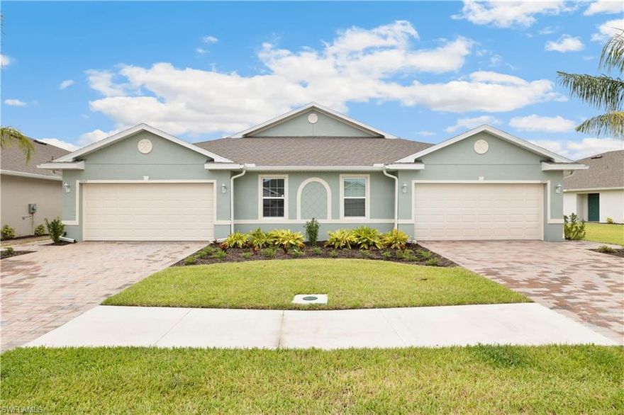 UNDER CONSTRUCTION - Welcome to The Carrington! This lovely 1498 sq/ft twin villa home boasts 2 bedrooms, a den, 2 bathrooms, 2 car garage and covered paver lanai. When entering, you are greeted by tile throughout the common areas, open kitchen, and lovely view. 36” cabinets, plank tile, quartz, and full appliance package adorn this home. Natural light is abundant in this home with the master suite nestled to the back of the floorplan. All the efficiencies of new construction with full warranty for workmanship, appliances, and structural. Magnolia Landing hosts all the wonderful amenities you are looking for. Pool, Fitness, Library, Dance Studio, Golf Course, Dining, and Driving Range are all at your disposal for low HOA dues. Exterior maintenance is included so you can spend your weekends in relaxation.