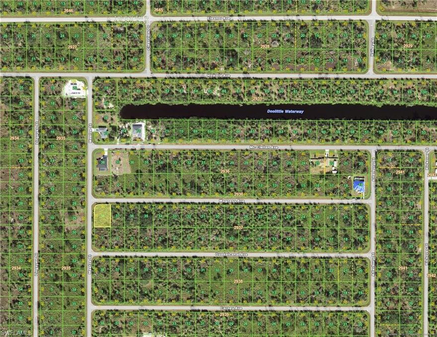 Nice oversized corner lot located in NorthWest Port Charlotte in a quiet neighborhood of newer homes. New construction is in the area. This lot offers a unique opportunity to build the home of your dreams, Situated in Port Charlotte a quiet area, this land boasts panoramic views and is in a convenient location close to local amenities. With ample space to design and build, this lot is perfect for those looking to create their own personal paradise. Don't miss the chance to turn this land into your HOME!!