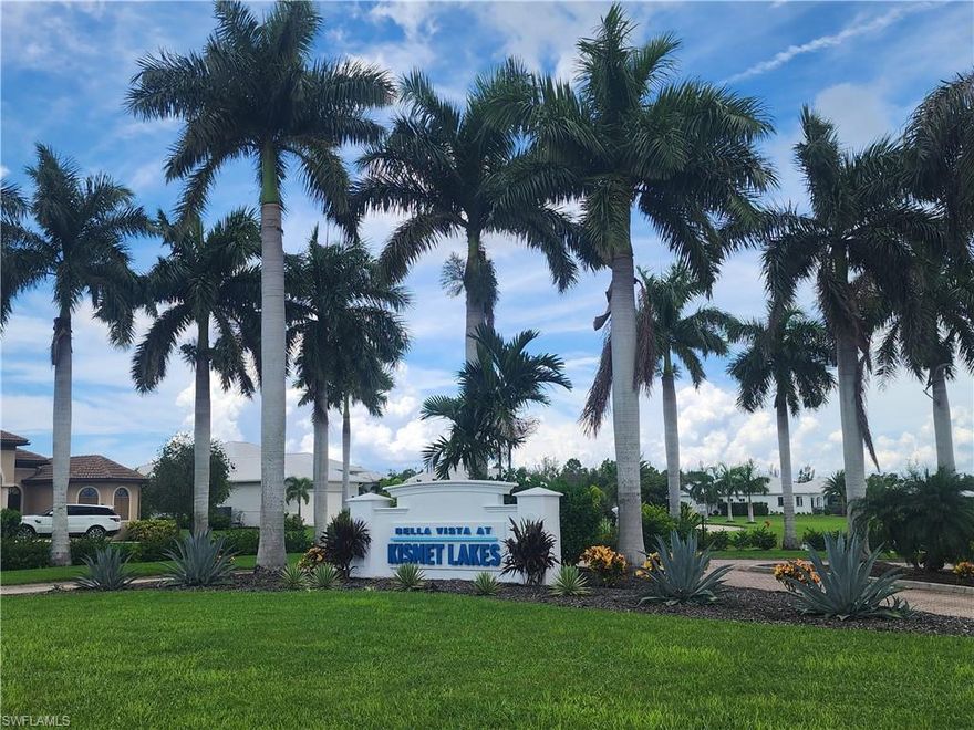 A beautifully appointed three bedroom, two bath pool home in the desirable Bella Vista at Kismet Lakes Gated community. The open floor plan features a bright living area, modern kitchen with ample cabinetry, granite counter tops, stainless steel appliances and a dining space perfect for everyday meals or entertaining. The spacious primary suite offers privacy, en-suite bath, and walk-in closets, while 2 additional bedrooms have Walk in closets and the guest full bath accommodate family or guests comfortably. Step outside to your screened lanai with outdoor kitchen that has a grill and beverage cooler and private pool with sun shelf, ideal for relaxing or hosting gatherings. The property is on a half-acre corner lot in a community of only 27 luxury homes and 2 pristine lakes. Bella Vista At Kismet lakes offer fiber-optic cable, underground utilities and is exempt from the utility expansion. If you are looking for the perfect Florida home, look no further then 3801 Kismet Lakes Lane.