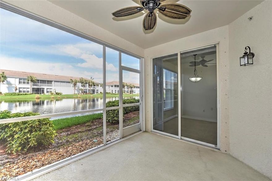 MADE IT THRU IAN LIKE A CHAMP _ NO DAMAGE AT ALL!  Updated LAKE front unit with 1 car attached GARAGE.  Condo has been recently updated with new carpet in all bedrooms; freshly painted throughout; new dishwasher; new ceiling fans, and  light fixtures and kitchen faucet.  This 3 bed 2 bath unit boasts beautiful views of the lake from all main living areas,  the master bedroom and large screened lanai. The kitchen features a tray ceiling, lots of cabinet space, and roll out drawers!! Master bath features huge walk-in-closet, dual sinks and glass enclosed shower.  For your safety, the condo is equipped with fire sprinklers, smoke detectors and  ACCORDION HURRICANE SHUTTERS on all windows and lanai. First floor unit means no stairs to climb.  Low fees include Cable and Water.  Sabal Pointe at Majestic Palms is a gated community with Pool and Spa and just minutes to world class beaches at Sanibel and Fort Myers Beach.  Close to hospitals, universities, restaurants and shopping.