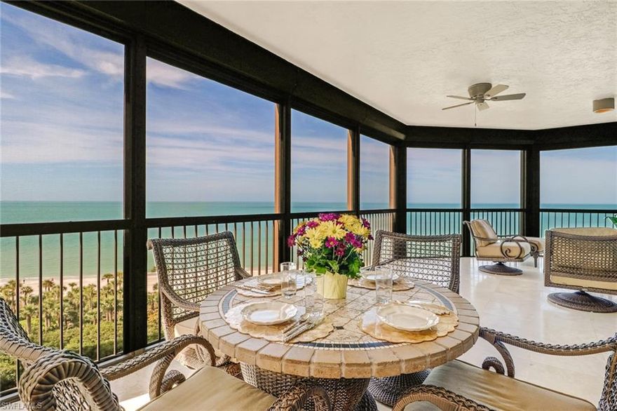 C.17219 - Fabulous end-unit overlooking endless views of the Gulf of Mexico. Live the maintenance-free high-rise lifestyle in prestigious Biltmore at Bay Colony. Just steps to the white sandy beaches. Southwestern exposure fills this lovely condo with a natural glow throughout.  Take in the morning sunrises from the eastern screened-in lanai and mesmerizing sunsets of the beach in the evenings. Enjoy a fully renovated kitchen, built-in oven and microwave, quartz counter tops, center island with glass cook top and trey ceilings and crown molding throughout.  The peaceful master suite features a picturesque window showcasing beach views, two walk-in closets, wood flooring and remodeled master bath. Two guest en-suites bedrooms with private baths offering a shared screened-in lanai. Bar offers wine cooler to store your favorite wines and refrigerator.  Biltmore residents enjoy a beachfront resort style pool, fitness room, social room, and concierge service. The Bay Colony Beach Club offers casual and fine dining and first class club and beach service.  Experience an exceptional lifestyle in beautiful Biltmore at Bay Colony.