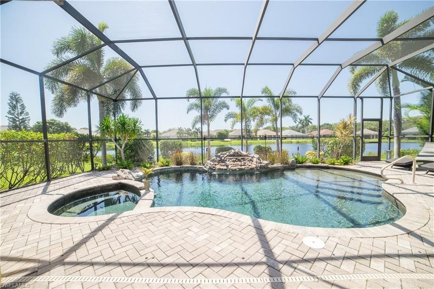 Have you been looking for a gorgeous pool home, with magnificent sunsets, in the perfect location?  Then look no further!  This home boasts over 2,200 sq ft. with 4 bedrooms and 3 full baths.  One of the bathrooms acts as the pool bath and is accessible from the pool deck and the inside.  The resort style pool with spa is one-of-a-kind and is perfect for watching sunsets every evening.  The pool/spa is also heated by a large propane tank in the front yard.    The community of Marsh Landing has many features such as low HOA fees, community pool, tennis courts, internet & cable included, and gated.  Marsh Landing is perfectly located across the street from Coconut Point which features world class shopping and dining.  The home is near RSW Airport, FGCU, Hertz, Miromar Outlets, the new Lee Memorial Health Facility, and so much more!  Come and see this perfect home in the perfect SW Florida location!