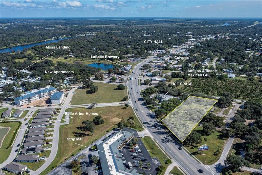 LOCATION, LOCATION, LOCATION!!! Take a look at this PRIME piece of commercial property located in the RAPIDLY GROWING City of LaBelle. This beautiful property has approximately 275 feet of State Road 80 frontage, which is one of the most traveled roads in SWFL. Conveniently located near 2 new residential developments and other new growth in the City makes this the PERFECT LOCATION for your business!! The B-2 zoning permitted uses include and are not limited to healthcare or government offices, family or group care home, amusement facilities, retail sales, convenience store, financial institutions, restaurants, and hotels/motels. Central water and sewer are available for an additional connection fee. Take advantage of this great opportunity before it's too late!