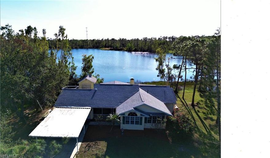 Beautiful Lake Views! This 3 bedroom 2 bath lake home in southern Punta Gorda resides on 3 lots, not far from the Lee county line. It provides
quick access to I-75 within 5 minutes. The dock leading to the water can be fished and you can even take a kayak or boat onto the lake. The
cleared land to the right of the property is included with the property. This home suffered no significant damage during hurricane Ian due to its
2018 roof and hurricane shutter system, which conveys with the property. The owners added laminate flooring throughout the home and
remodeled multiple rooms. The kitchen received a reconfiguration, as well as new cabinets, appliances, backsplash and granite countertops -
even at the bar area. The well equipment is new and the HVAC system was replaced in 2021. There is also a storage building in the back of
property. The septic system was just pumped after the hurricane.