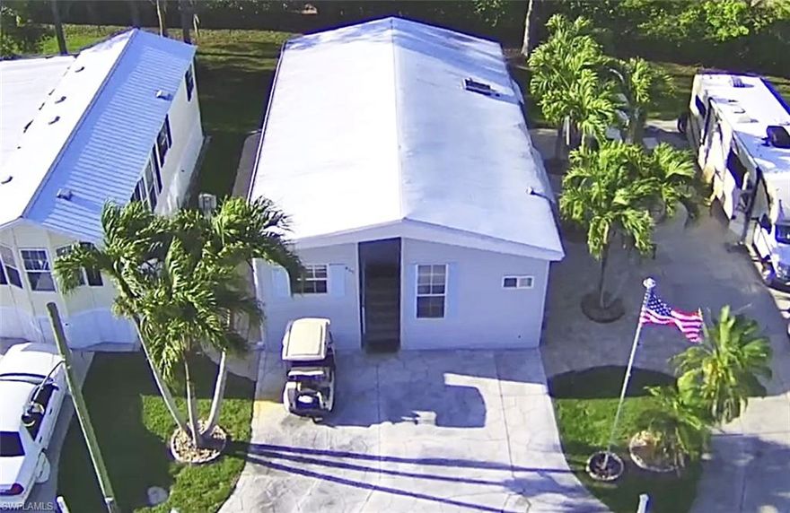 Spacious 1Br/1Ba home with high ceilings and a rear lanai—Welcome to 435 Cheetah Drive in the Imperial Wilderness Condominium Association of Naples, FL (a gated 55+ community where YOU OWN THE LAND—not a Co-Op or land lease)! This home, being sold furnished, offers a metal roof, vinyl exterior, large eat-in kitchen, and ample storage room with both interior and exterior access. The frontage of the home faces north, and the home itself is situated toward the rear of the development giving easy access to the storage area and nature trail. Inside, you’ll appreciate the large bedroom (currently accommodating a queen-size bed) that has room for a king-size bed. IWCA was never flooded and was not adversely affected by any recent hurricanes. It is conveniently located approximately 3 miles to shopping and restaurants, 11 miles to Naples beaches, and 8 miles to Marco Island beaches. Plus, airport access is easily attainable—a 45-minute drive (RSW). Maximizing the opportunity for enjoyment while very economically owning land and a home in Naples, FL, the HOA fee ($898. per quarter) is exceptionally reasonable. That fee covers many of your needs: the advantage of a gated community, water, sewer, lawn care, basic cable, trash, recycling, and community amenities. Community amenities include 2 pools with spas, bocce, pickleball, pétanque, tennis, shuffleboard, billiards, ping pong, a library, clubhouse, 2 dog parks, and a nature trail. In the community, the pet restriction is 1 pet (40lb. maximum weight). On top of all of the pluses, there is an extremely active social events calendar. If you are looking for a fun and relaxing place in paradise, this is for you!