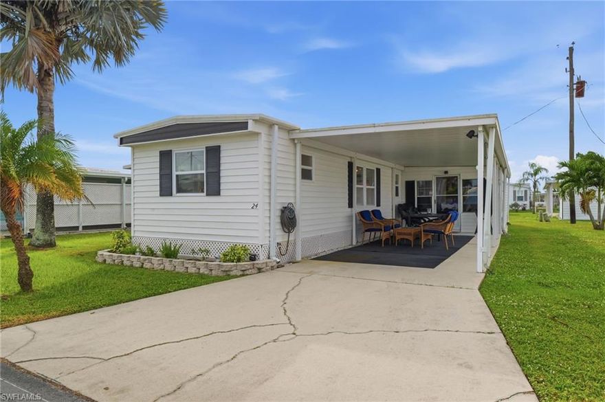 Still available for the 2026 season! Available for short-term rental at $3500/month in season (Jan-April 2026) or long-term (12 month lease) at $2300/month. Beautifully decorated and ready for your perfect getaway! This 2 bedroom 2 bathroom home features an open living area making it great for conversation and spending time with company. A sleeper sofa in the living space allows extra sleeping space for visitors and there are even some toys to keep little ones who may visit occupied. The Florida room in air conditioned and offers extra space for watching TV, reading a good book, or play a game. There's additional seating under the carport area. The primary bedroom features a king sized bed while the guest bedroom offers a queen sized bed. Both bedrooms have their own bathroom. Hitching Post is a 55+ community with a community pool, shuffleboard, horseshoe pits, and plenty of activities. It's location cannot be beat. There is plenty of shopping, restaurants, and entertainment nearby. The best part is that you have your pick of beaches just a 20 minute drive away. Spend the day on the beach in Naples, or take a quick trip to Marco Island.