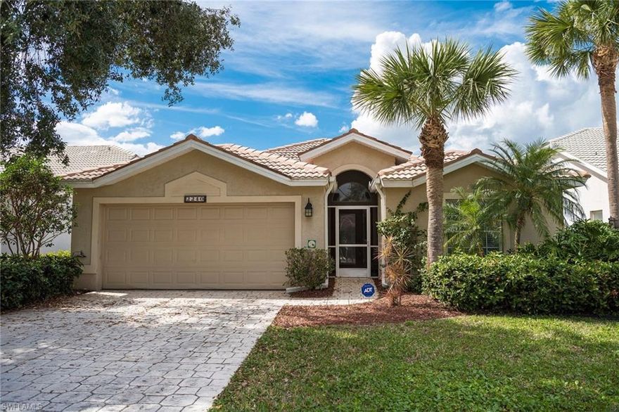 Centrally located single family home in the highly desirable community of Heritage Greens. Three bedrooms, two bathrooms with an open floor plan and expansive views of the golf course. The home has a large kitchen with  appliances, granite counter tops, and lots of room for preparing food and entertaining. A convenient eating counter and nook provide additional eating areas. There is also a formal dining room area and a huge living room with great views and open space. The master bedroom faces fairway with expansive golf course views and overlooks the large lanai with a waterfalls feature and Koi Pond. The heating and air-conditioning system has been completely replaced in  2016. Conveniently located on a public golf course (Voted Best Public Golf Course in the Naples area) , one "pays as they play" with discounted fees. Only 15 minutes to the beach and 1 mile from I75.  Sunsets and an awesome golf view from the living room and lanai are an added bonuses . Heritage Greens offers several facilities , including club house, pool, kiddie pool, hot tub, fitness center, tennis courts, basketball courts and new playground.  This is truly a gem, with high amenities and low fee. FHA, VA OK.