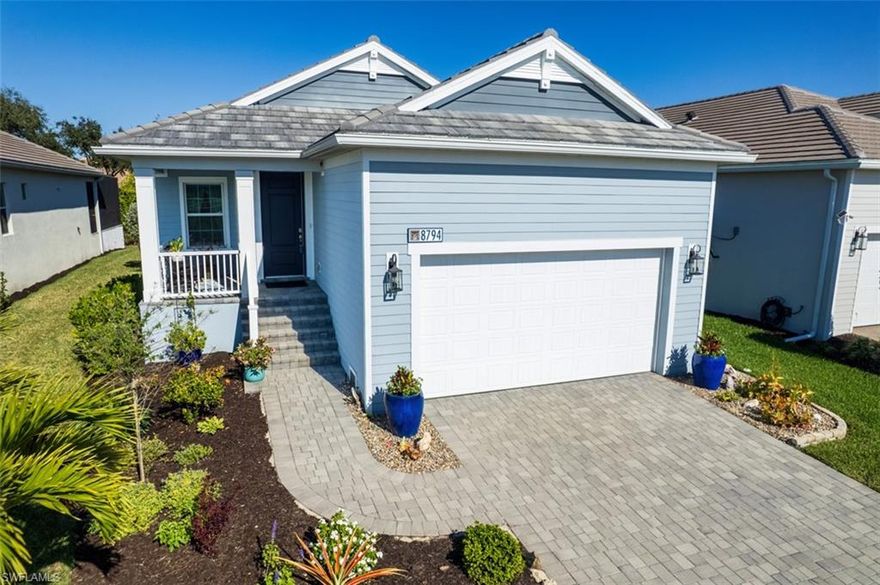 Welcome to this beautifully upgraded custom home located in a sought-after new gated community. Designed for both comfort and style, this 3-bedroom plus den, 2-bath pool home offers an open and inviting floor plan filled with natural light. The spacious great room flows seamlessly into a modern kitchen featuring upgraded cabinetry, premium countertops, stainless steel appliances, and an oversized island perfect for entertaining. The private den provides ideal space for a home office, media room, or guest retreat. The primary suite is a true sanctuary with a spa-inspired bath, dual vanities, and a generous walk-in closet. Step outside to your own backyard oasis, complete with a sparkling pool and covered patio—perfect for relaxing or hosting gatherings year-round. Thoughtful upgrades throughout include designer finishes, upgraded flooring, impact-resistant windows, and energy-efficient features. Enjoy the privacy and security of gated living while being conveniently close to shopping, dining, and top-rated schools. This move-in-ready home offers the perfect blend of luxury, functionality, and lifestyle.